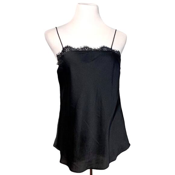 Keepsake The Label Satin Lace Trim Keyhole Back Lined Cami Camisole Black Small - Picture 1 of 9